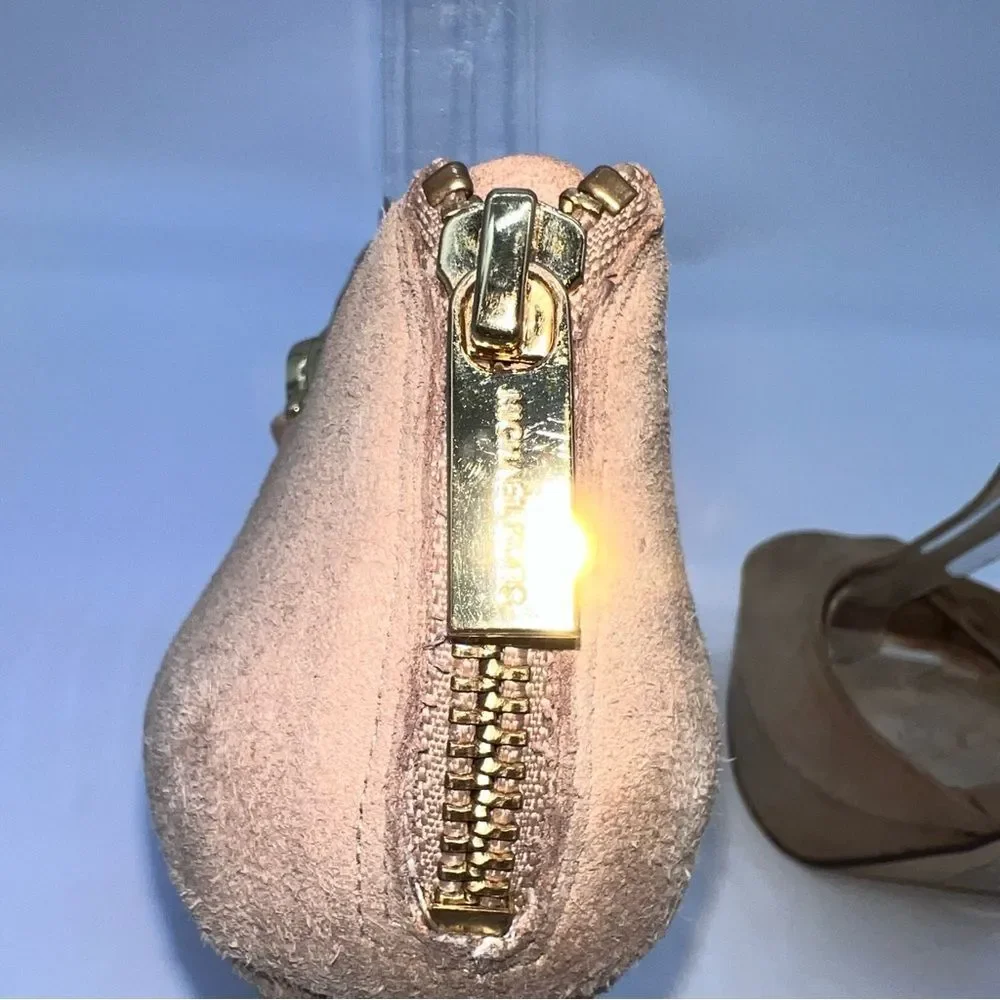 MICHAEL Michael Kors Brown Suede Platform T-Strap Heels